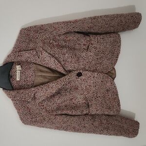 DKNY Herringbone Blazer in Red and Black